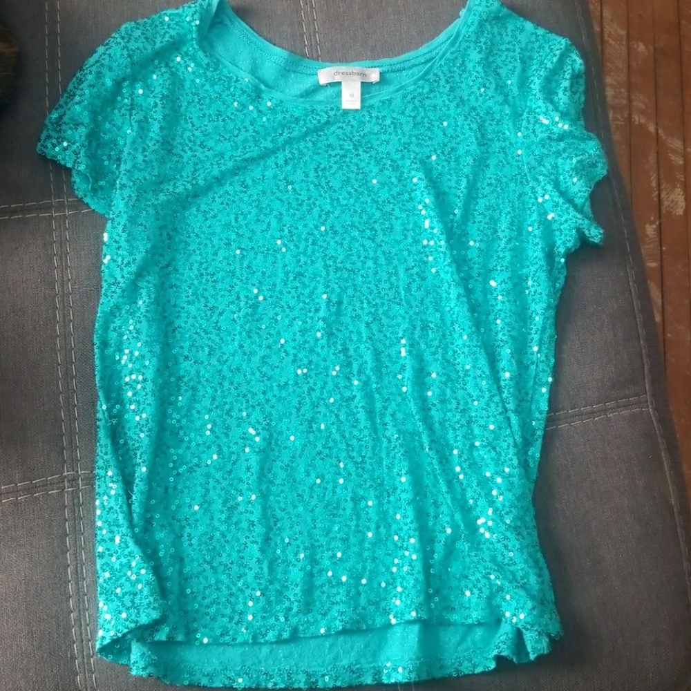 Teal Sequin Tee